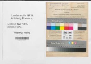 Entnazifizierung Heinz Wilbertz , geb. 23.11.1912 (Steiger)