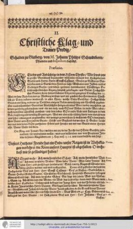 II.Christliche Klag- und Trauerpredigt