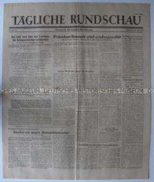 Sowjetische Tageszeitung für die deutsche Bevölkerung "Tägliche Rundschau" u.a. zum Nürnberger Prozess und zur Präsidentenwahl in der Tschechoslowakei