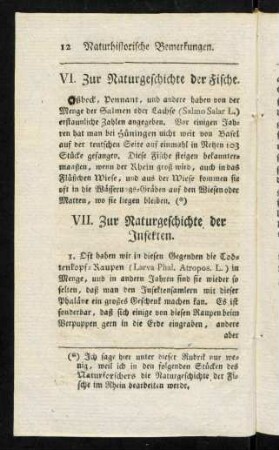 12-12, VI. Zur Naturgeschichte der Fische.
