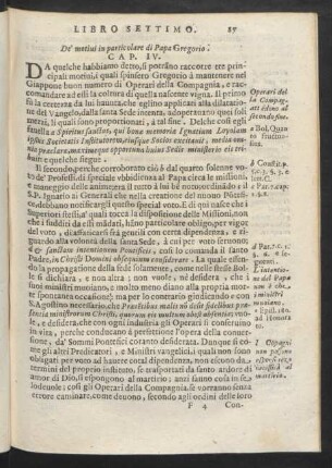 Cap. IV. De' motivi in paritcolare di Papa Gregorio