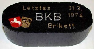 Schmuckbrikett Letztes BKB Brikett, 31.3.1974