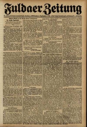 Ausgabe vom Mittwoch, den 04. September 1918.