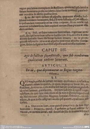 CAPUT III. Agit de falsis & superstitiosis, quae sub occultarum qualitatum umbone latuerunt.