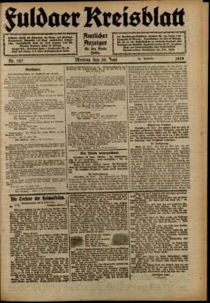 Ausgabe vom Montag, den 30. Juni 1919.