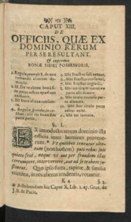 Caput XIII, De Officiis, Quae Ex Dominio Rerum Per Seresultant