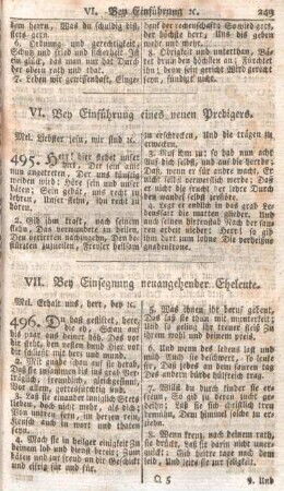 VI. Bey Einführung eines neuen Predigers.