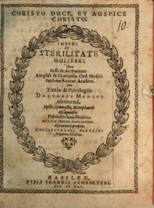 Theses de sterilitate muliebri