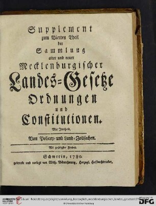 Supplement zum Vierten Theil