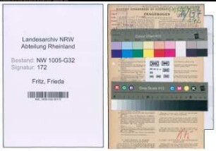 Entnazifizierung Frieda Fritz , geb. 04.06.1909 (Kindergaertnerin)