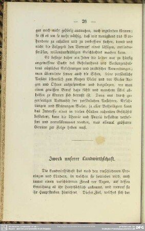 Zweck unserer Landwirthschaft