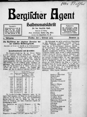 Bergischer Agent. 1903-1905