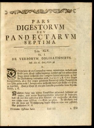 Pars Digestorum Seu Pandectarum Septima
