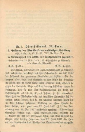 Nr. 1. Ober-Tribunal. VI. Senat - Nr. 58. Ober-Tribunal, V. Senat