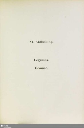 XI. Abtheilung. Légumes. Gemüse