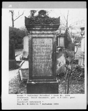 Grabstein von David Hausmann (gestorben 1889.07.15)
