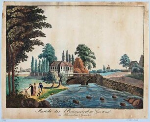 Der Reisewitzsche Garten mit dem Wasserschlösschen (Neidschützschlösschen, Kielmannseggeschlösschen) an der Weißeritz in Plauen bei Dresden