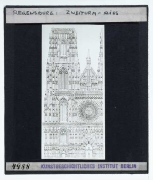 Regensburg, Dom : Fassadenriss (Umzeichnung)