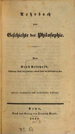 Lehrbuch der Geschichte der Philosophie
