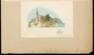 Kirche mit Schulhaus Monatskonkurrenz März 1844: Perspektivische Ansicht