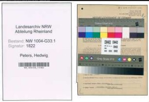 Entnazifizierung Hedwig Peters , geb. 10.10.1915 (Lehrerin)