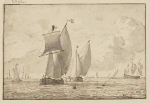 Leicht bewegte See mit vielen Schiffen