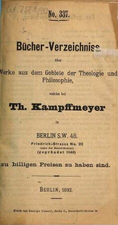 Bücher-Verzeichniss. 337. 1892