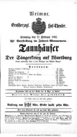 Tannhäuser und Der Sängerkrieg auf Wartburg