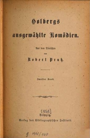 Holbergs ausgewählte Komödien, 2
