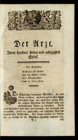 Zwey hundert sieben und achtzigstes Stück