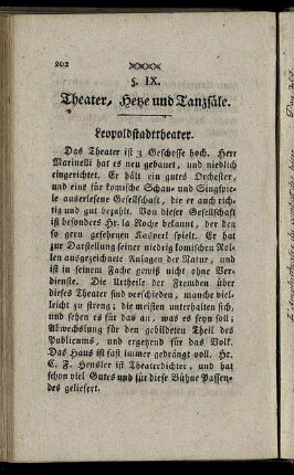 §. IX. Theater, Hetze und Tanzsäle.
