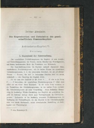 Dritter Abschnitt. Die Reproduktion und Cirkulation des gesellschaftlichen Gesammmtkapitals