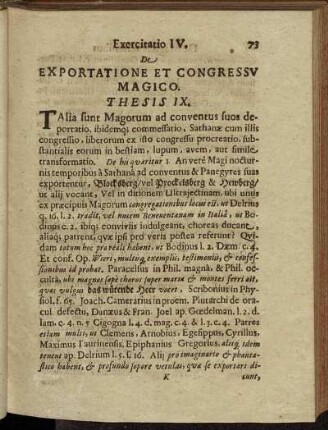 Exercitatio IV. De Exportatione Et Congressu Magico.