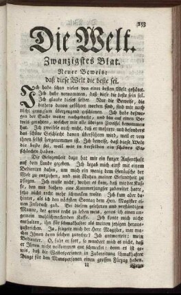 Zwanzigstes Blat.