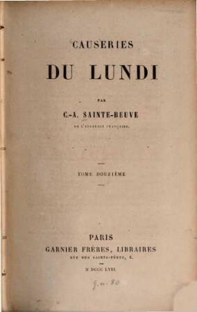 Causeries du lundi, 12