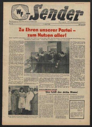 Betriebszeitung 'WF-Sender', Nr.13/1960 (1. April1960)