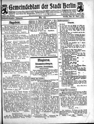 1924,15: Nr. 15, 13. April 1924