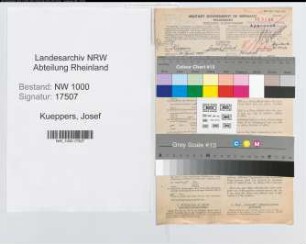 Entnazifizierung Josef Kueppers, geb. 25.04.1894 (Staedt.Angest.)