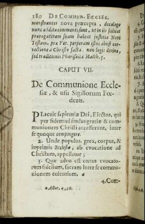 Caput VII. De Communione Ecclesiæ, & usu Sigillorum Fœderis.