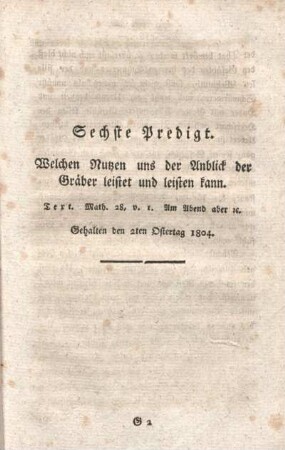 Sechste Predigt.