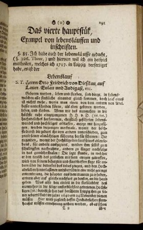 Das vierte hauptstük, Exempel von lebensläuffen und inschriften.