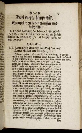 Das vierte hauptstük, Exempel von lebensläuffen und inschriften.