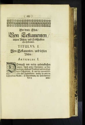 Der dritte Theil/ Von Testamenten/ letzten Willen/ und ...