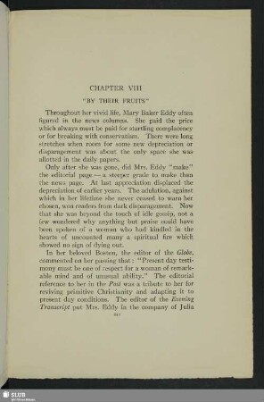 Chapter VIII. "By Their Fruits"
