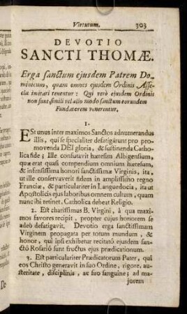 303-312, Devotio Sancti Thomae. Devotio Erga sanctum Patronum Menstruum, & Baptismalem. Perseverantia.
