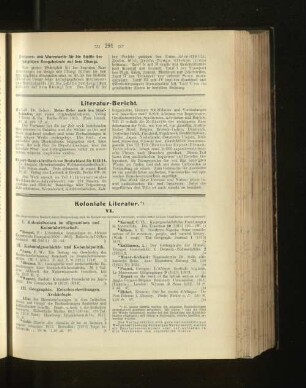 Literatur-Bericht und Koloniale Literatur. VI.
