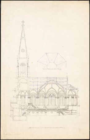 Dankeskirche, Berlin-Wedding: Längsschnitt 1:100