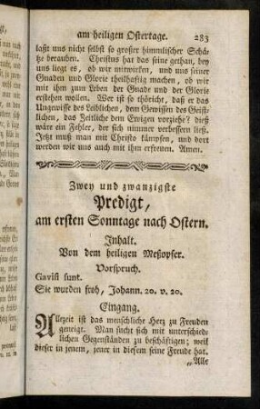 283-292, Inhalt; Vorspruch; Eingang; Einleitung; Erster Theil