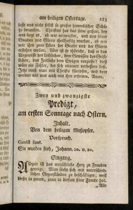 283-292, Inhalt; Vorspruch; Eingang; Einleitung; Erster Theil