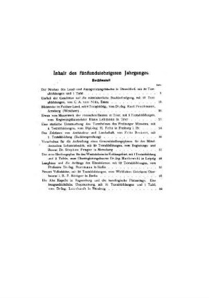 Inhalt des fünfundsiebszigsten Jahrganges